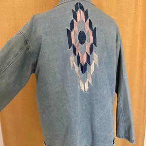 Moop Vintage Embroidered Denim Button Jacket